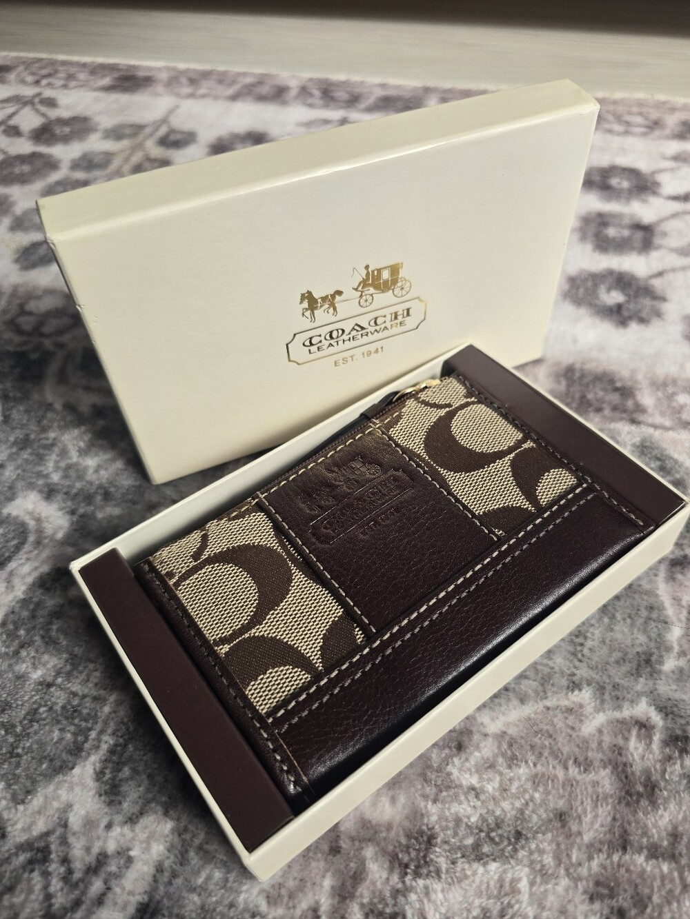Coach Signature Canvas and Leather Card Case - Brand NEW In Box